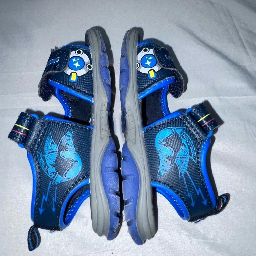Sonic the Hedgehog Toddler Boys Blue Sport Sandals‎ Hook Loop Size 8 C0334